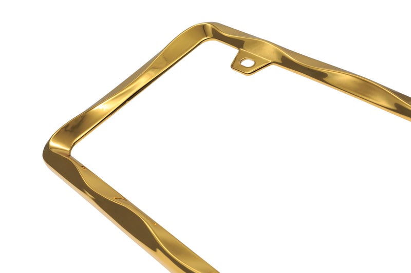 Creathome 3D Curly Wave Pattern Gold License Plate Frame from Pure Zinc Alloy Metal - Image 5